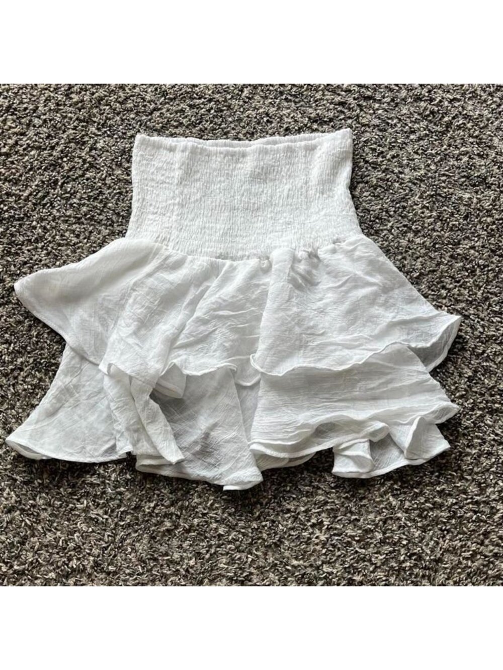 White Mini Tube Top/Skirt with Ruffles Wmn Small Feminine Dainty Festival Summer